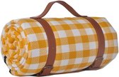 Picknickkleed 200x200cm - Waterdicht - Strandlaken - Picknick Kleed - Picknickdeken - Strandkleed - Zacht & Comfortabel - Oranje | Wit | Geblokt