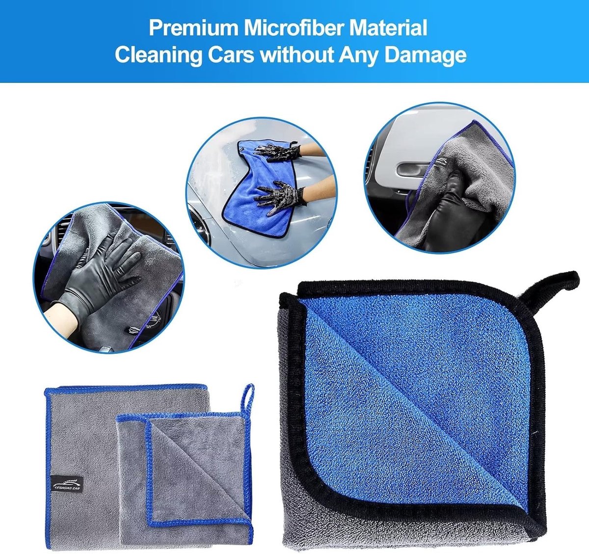 Kit De Nettoyage Voiture Complet 13 Pièces Avec Seau Pliable - Accessoires Intérieur Extérieur Bleu
