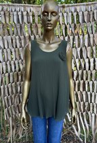 Plissé Top - Roosje - Army Green - One Size (Maat 38 t/m 42)