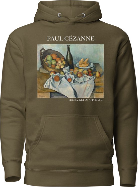 Paul Cézanne 'De Mand met Appels' ("The Basket of Apples") Beroemd Schilderij Hoodie | Unisex Premium Kunst Hoodie | Military Green | S