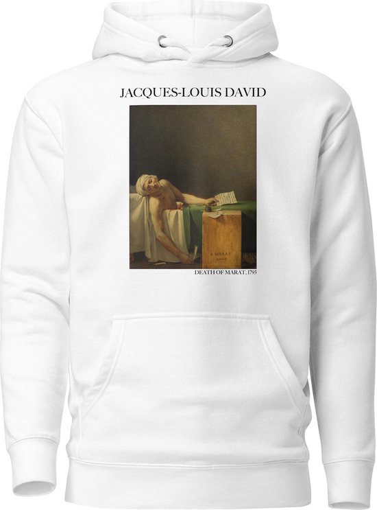Jacques-Louis David 'De dood van Marat' ("Death of Marat") Beroemd Schilderij Hoodie | Unisex Premium Kunst Hoodie | Wit | XL
