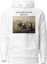 Jean-François Millet 'De Arenlezers' ("The Gleaners") Beroemd Schilderij Hoodie | Unisex Premium Kunst Hoodie | Wit | M