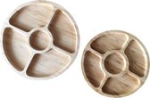 Bamboe snackborden, snackschalen, milieuvriendelijke houten borden, 2-delige set, rond