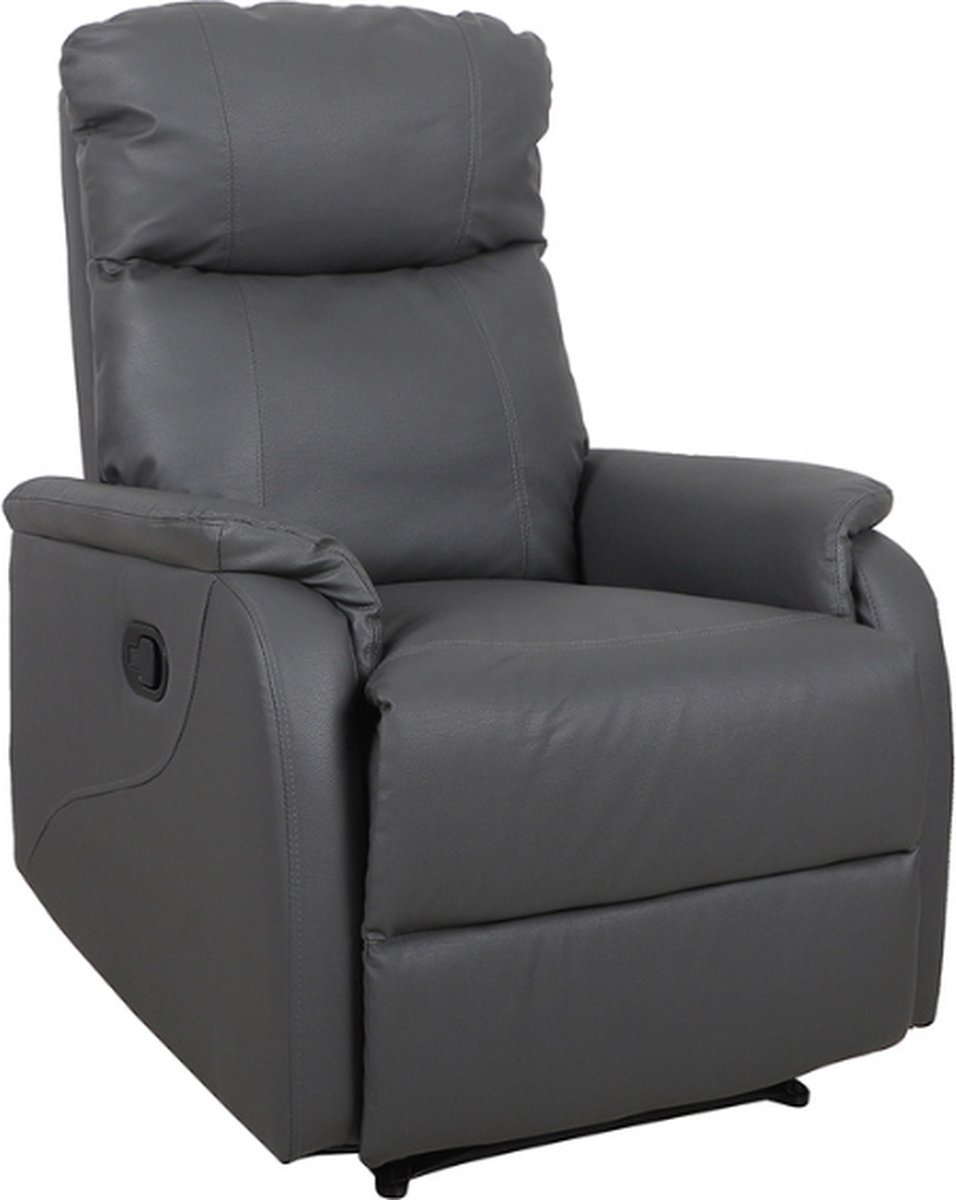 Relaxfauteuil Tokio | Handmatig verstelbaar | Lederlook Grijs - H 106cm x B 76 x D 90 cm - zetel