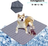 Koelmat Voor Hond & Kat | 50 X 40 CM | Nieuwste Model Koelmat | Temperatuur Absorberende Werking | Vrij Van Giftige Gel | Anti Slip | Antraciet | S