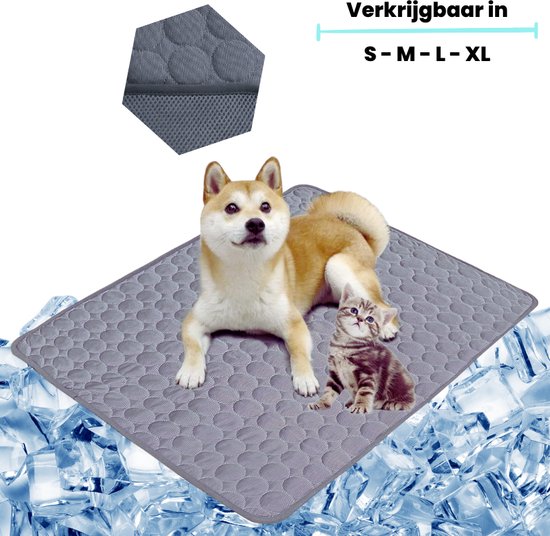 Koelmat Voor Hond & Kat | 50 X 40 CM | Nieuwste Model Koelmat | Temperatuur Absorberende Werking | Vrij Van Giftige Gel | Anti Slip | Antraciet | S