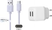 OneOne 2.1A lader + 0,25m USB C kabel. Oplader en oplaadkabel met twee poorten past op o.a. Oppo A74 5G, A92, A92s, A93, A93 5G, Reno1/ 2 / 3 / 4 / 5 / 6 / 7 / 8 / 9 (Pro, Lite, Z, Plus, Z, K, F, Ace, 10x Zoom)