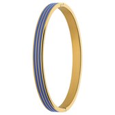 Lucardi Dames Stalen goldplated bangle met blauw - Armband - Staal - Goud - 58 dm