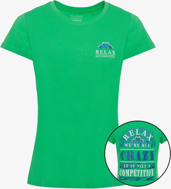 TwoDay dames T-shirt met backprint groen - Maat XL