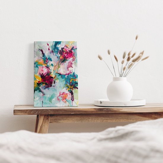 Artaza Canvas Schilderij Bloemen Abstract - 20x30 cm - Klein - Muurdecoratie Canvas Schilderijen Woonkamer - Wanddecoratie Abstracte Kunst - Schilderijen Op Canvas
