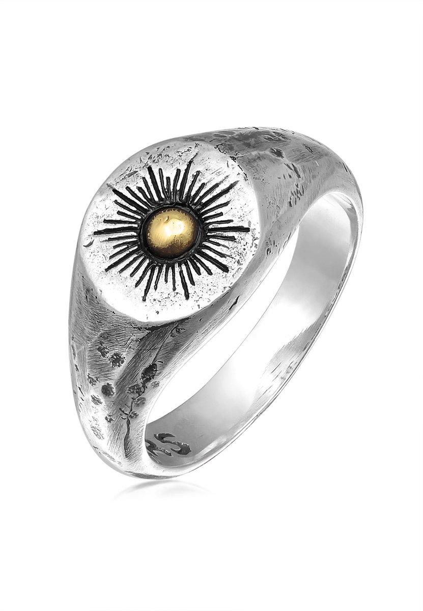 Haze & Glory - Ring - HG HAZE & GLORY - Ring voor Heren in 925 sterling zilver, Sieraden voor Heren, Zilveren ring geoxideerd, Zon, Sun Lover - Heren