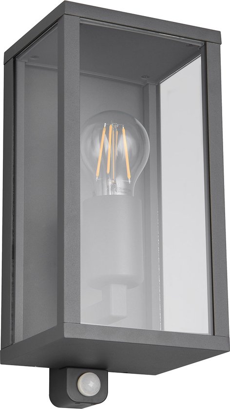 LED Tuinverlichting - Wandlamp Buitenlamp - Torna Onno - E27 Fitting - Bewegingssensor - Antraciet - Aluminium