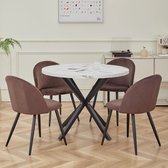 Instinct® stoelen set van 4 - fluwelen - eetkamerstoelen - metalen stoelpoten - bruin