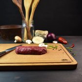 Snijplank, Natuurlijk Teakhout - Uniek Exemplaat, Keuken of Barbecue, Snijden of Serveren van Vlees Kaas Brood 35 x 25 x 2 cm