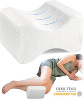 Orthopedisch Kniekussen - Oreiller ergonomique pour jambes - Oreiller pour jambes en mousse à mémoire de forme - Oreiller pour genoux pour lit - Wit - Enjoy de votre sommeil