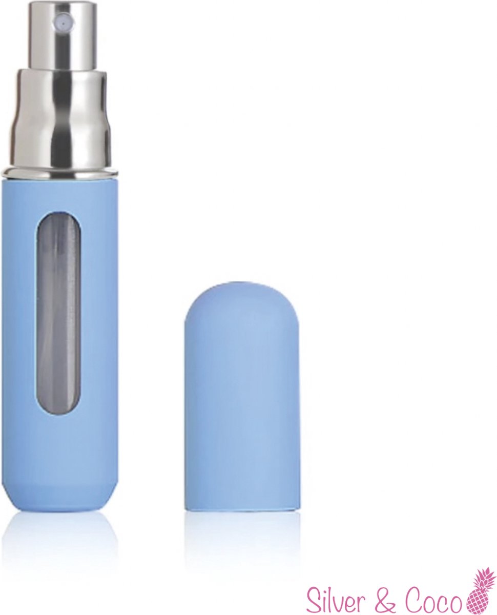 Goedkoopste SilverAndCoco® - Parfum Verstuiver Navulbaar Fles | Klein Mini Hervulbaar Spray Flesje - 5ml / Pastel Blauw