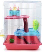 Hamsterkooi met huis, tunnel en trap - willekeurige kleur, 28 x 21 x 31 cm