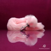 Kleine buttplug met lange staart - 75 cm - Roze - Maat S - Anaal plug met licht roze staart - PinkPonyClubnl