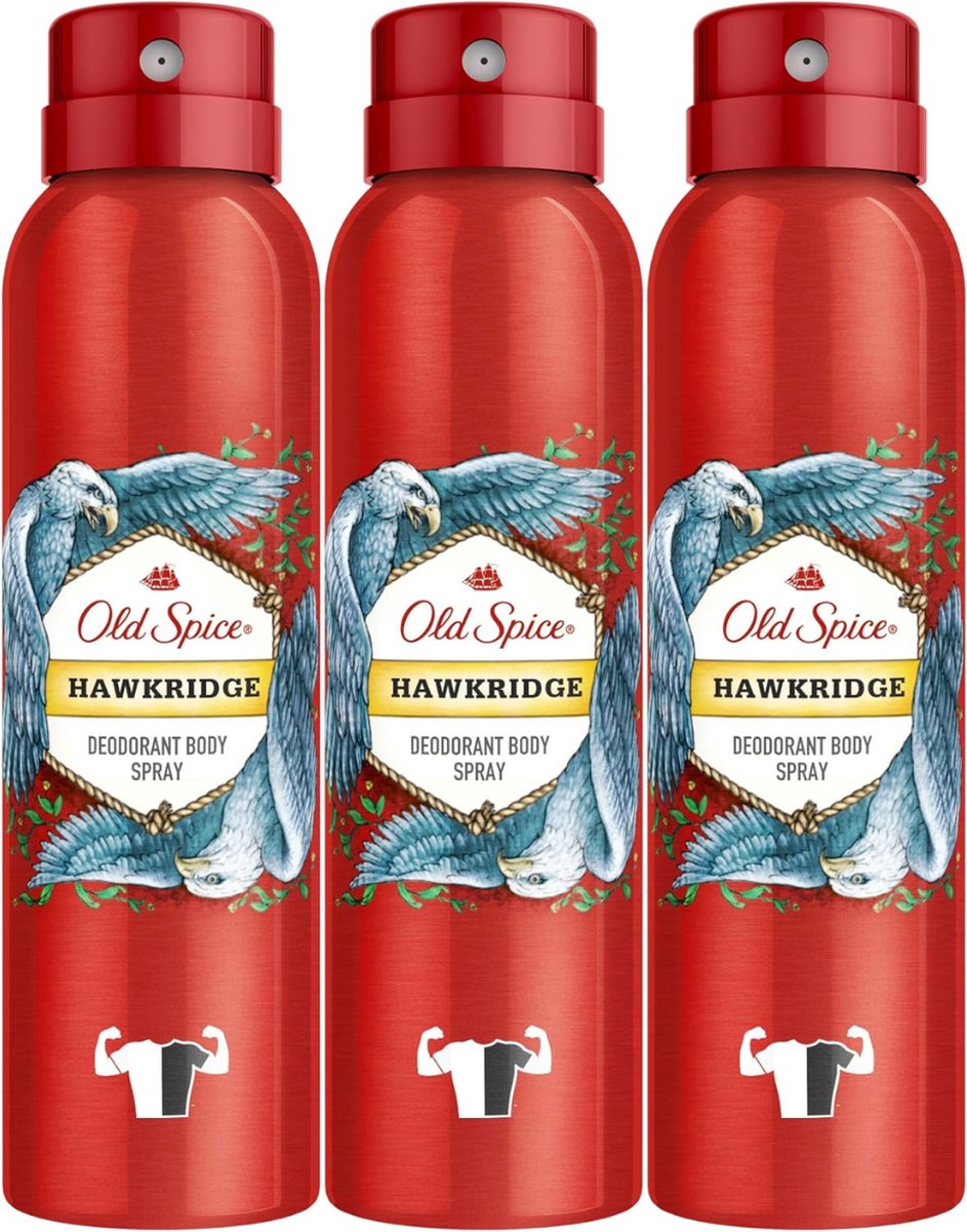 Goedkoopste Old Spice Hawkridge Deodorant - Body Spray - 3 x 150ml