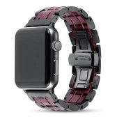 Apple Watch-bandje - Amaranthout en zwart staal 42-45 mm