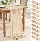 Tafelloper Beige, 90cm x 305cm Salie Beige Boho Tafelloper Bruiloft Tafel Decor Tafelkleed voor Bruiloft Feest Bruids Douche Tafeldecoraties