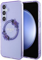 Guess Flowers Wreath Back Case (MagSafe Compatible) - Geschikt voor Samsung Galaxy S24 Plus (S926) - Paars