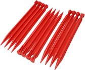 12 x Plastic Pegs 30 cm for Outdoor Camping Tents Garden Soft and Sandy Underground Tent Nails in Red