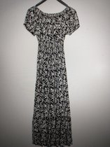 Lange dames jurk Siri gebloemd motief zwart wit Maat L/XL strandjurk