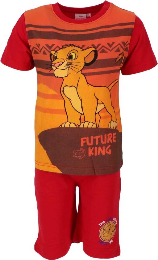 Shortama - pyjama - katoen - De Leeuwenkoning - Lion King - rood - maat 104 cm - 4 jaar