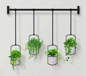Hangbloempot, plantenhanger met 4 melamine bloempotten, wandvaas voor wand- en plafondmontage, moderne hangende bloemenhanger voor binnen en buiten, tuin, balkon