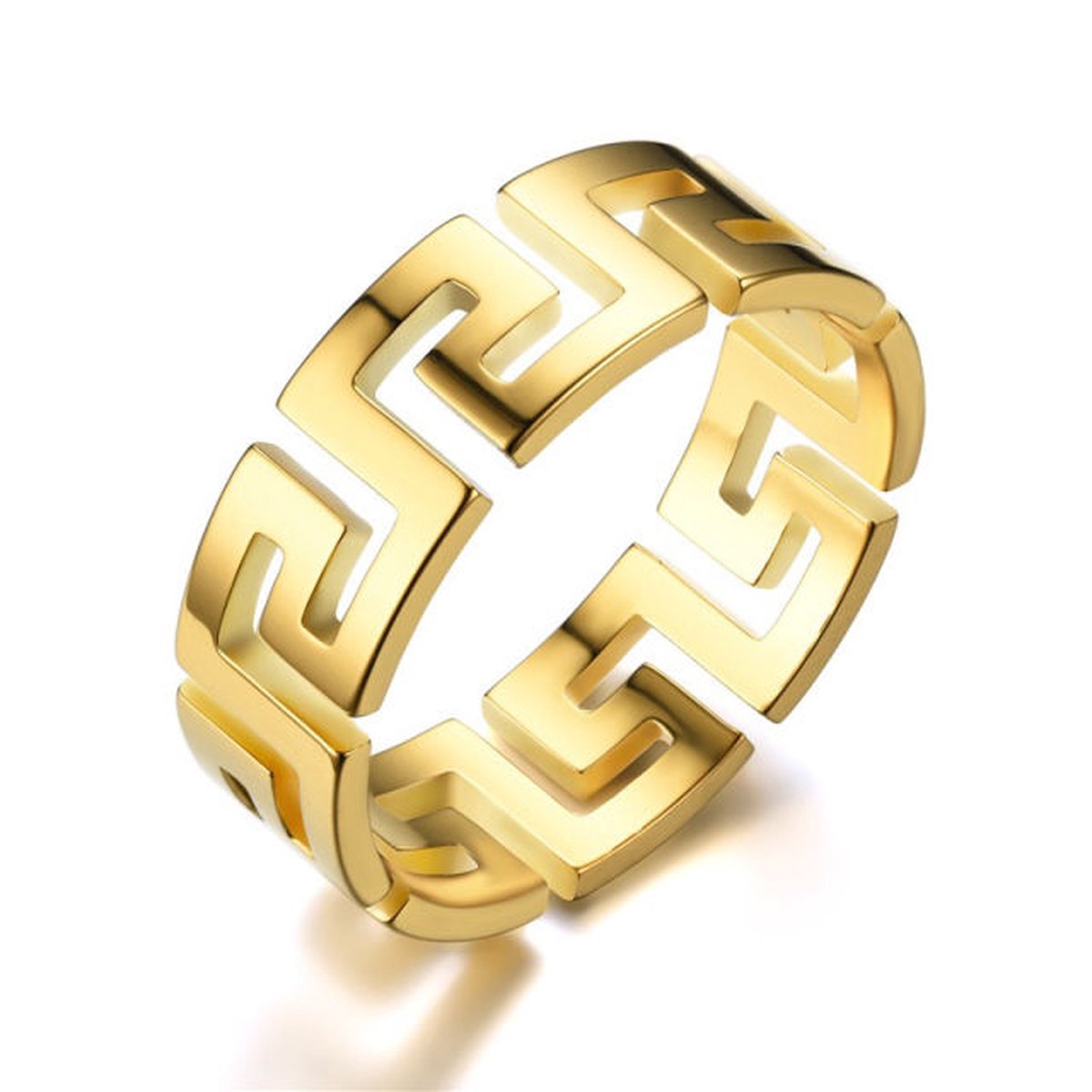 EHH Beauty - Ring Grieks - Ring - Goud - Stainless Steel - maat 54 - 17.2 mm-ehh beauty 1