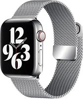 Apple Watch Bandje - Geschikt voor Apple Watch 38/40/41 mm - Geschikt voor Apple Watch 1-9 / SE / Ultra (38/40/41 mm) - Horlogeband Met Magneetsluiting - Milanese Metalen Band - Magnetisch Verstelbare Band - Zilver