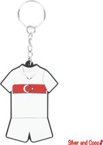 SilverAndCoco® - Sleutelhanger Turks Elftal / Shirt Tenue Versiering / EK Voetbal 2024 / Auto Huis Sleutel Hanger / Turkse Vlag Key Chain / Sleutel Ring Sleutels - Turkije / Turkey