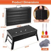 Opvouwbare barbecue, kleine houtskoolgrill, draagbare mini-grill, outdoor picknick, campinggrill, 45 cm x 30 cm x 23 cm, draagbare grill voor picknick, tuin, terras, camping, reizen