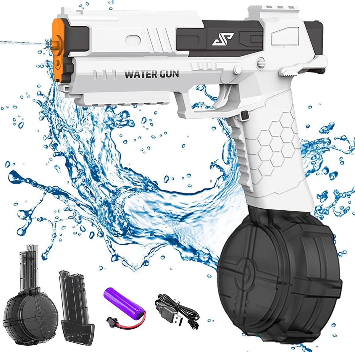 Elektrische waterpistool - Groot en Klein reservoir - kleur wit - Waterpistool elektrisch - Automatisch Waterpistool - speelgoed - watergun elektrisch - waterpistool