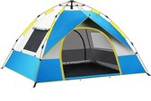 Camping Tent voor 3 personen | Blauw | Pop Up Tent | Automatische tent snel opzetten voor festival, camping en picknicken - tent opzetbaar in 3