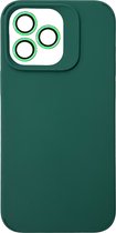 Casemania Hoesje Geschikt voor Apple iPhone 12 Pro - Groen - Liquid Siliconen Back Cover - Met Camera Lens Protector