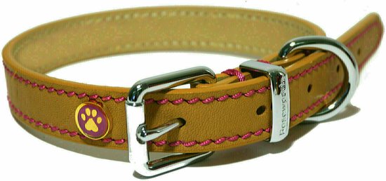 Luxury Leather Halsband Hond Leer Luxe Zand - 1.3X25-36 CM