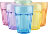 Drinkglazen Gekleurde Waterglazen Sapglazen Cocktailglazen Drankglazen Drinkglas Waterglas Longdrinkglas Glazen voor Water Drank Sap Vintage Design | Verzameling Alva | 370 ML | Set van 6 | 6 Kleuren