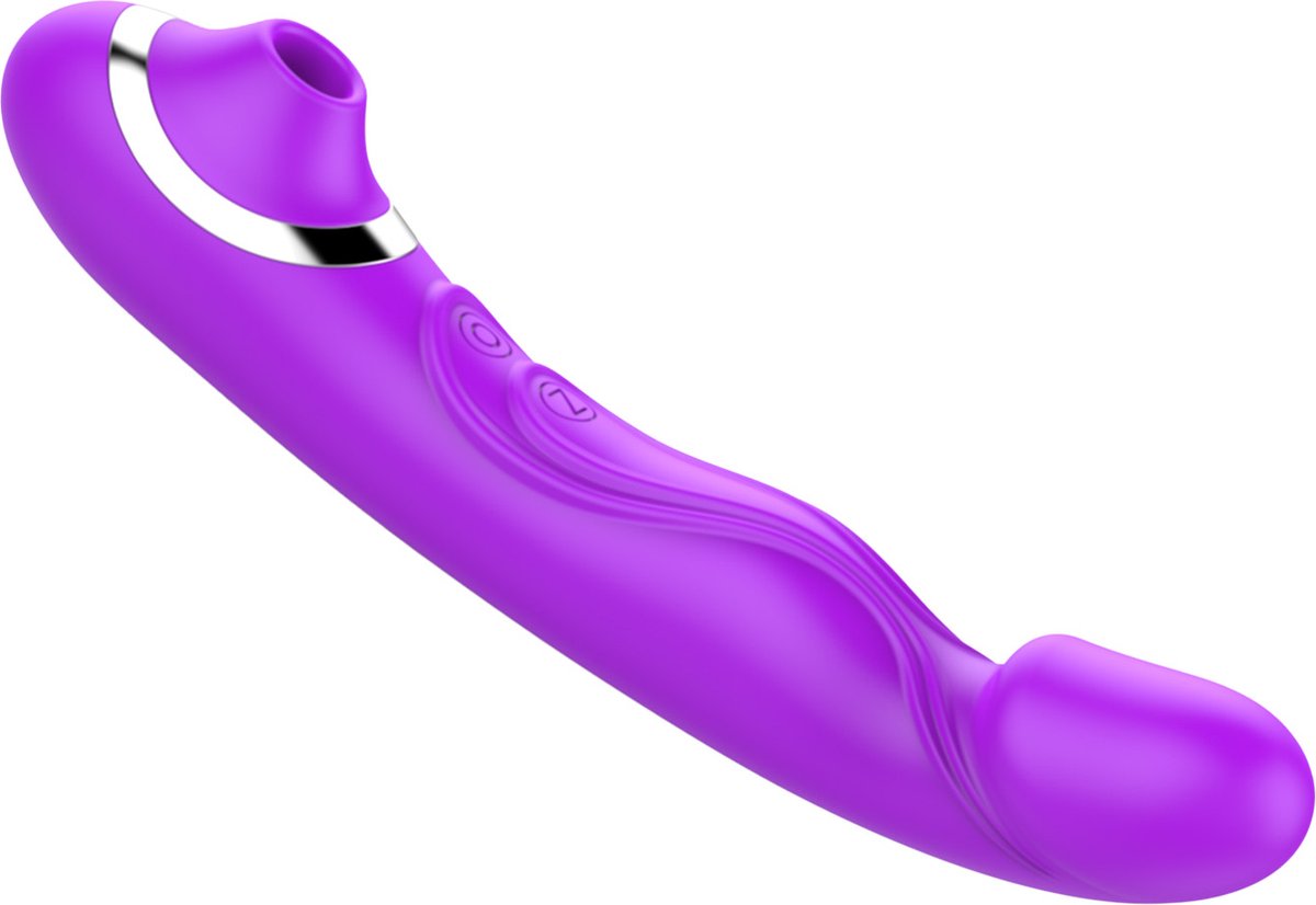 Goedkoopste Cupitoys® Luchtdruk vibrator - 2 in 1 - 21,7cm - Paars - 14 standen - Vibrators voor vrouwen en mannen - Sex toys voor vrouwen en mannen