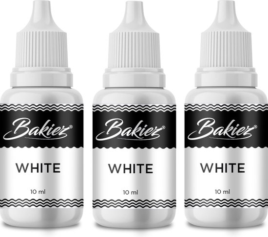 Bakiez® Voedingskleurstof White - Kleurstof bakken - Kleurstof voor taart - Kleurstof voeding - 3 x 10 ml - wit