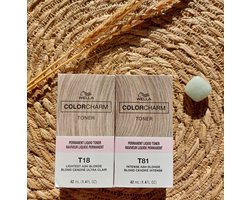 DUOPACK - Wella Color Charm Permanent Liquid Toner - T18 & T81 - Lightest Ash Blonde & Intense Ash Blonde - Wella toner - Haartoner - Platinum Blond - Antigeel