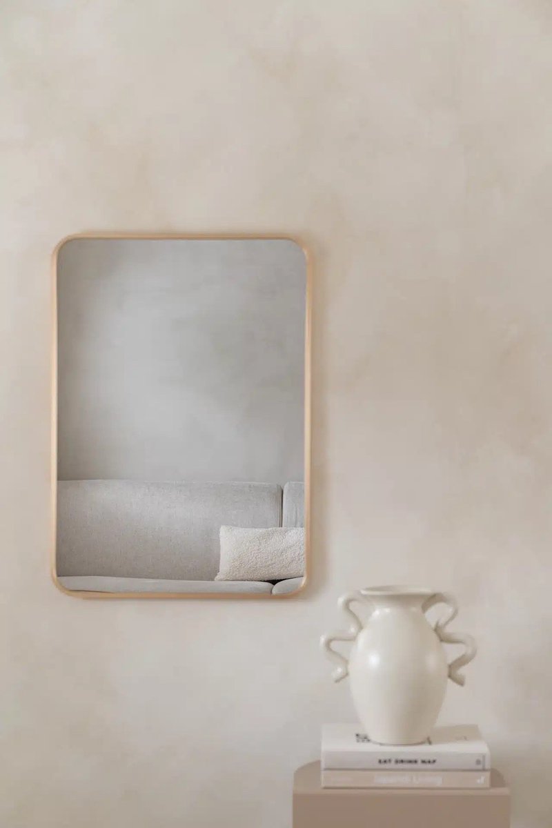 Nordic Style® Rechthoekige spiegel 70x50cm - Zacht Goud - Scandinavische Spiegels - Vierkant - Wandspiegel - Badkamerspiegel - Gangspiegel - Wand - Gang - Badkamer