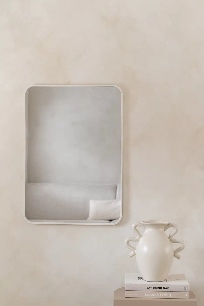 Nordic Style® Rechthoekige spiegel 70x50cm - Mat Wit - Scandinavische Spiegels - Vierkant - Wandspiegel - Badkamerspiegel - Gangspiegel - Wand - Gang - Badkamer