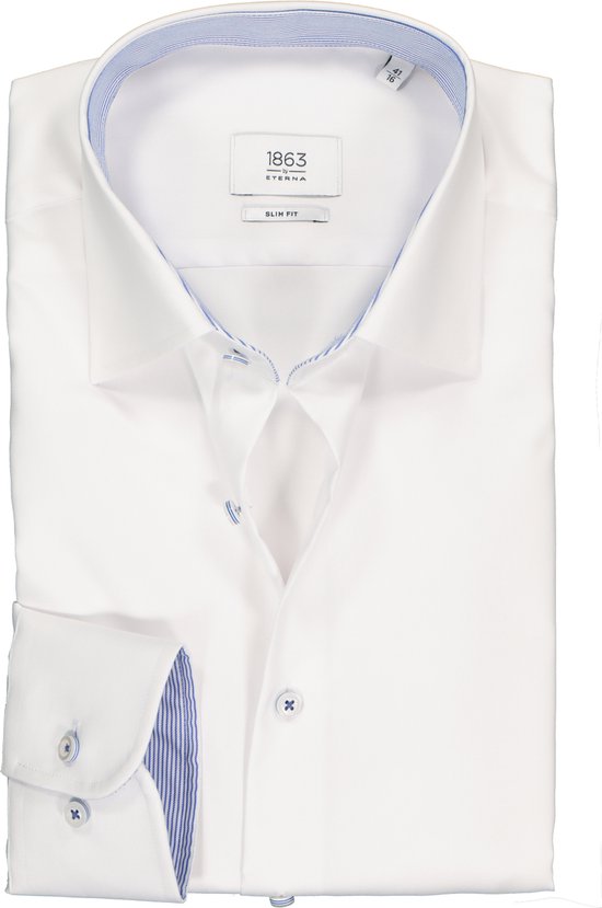 ETERNA 1863 slim fit premium overhemd - 2-ply twill heren overhemd - wit (contrast) - Strijkvrij - Boordmaat: 40