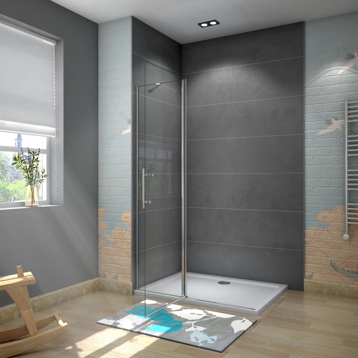 inloopdouche 80X195cm，6 mm NANO EasyClean veiligheidsglas
