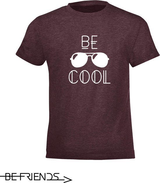 Be Friends T-Shirt - Be Cool - Heren - Bordeaux - Maat S