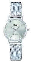 Q&Q C35A-005PY - Horloge - Analoog - Vrouwen - Dames - Stalen band - Ovaal - Metaal - Cijfers - Zilverkleurig