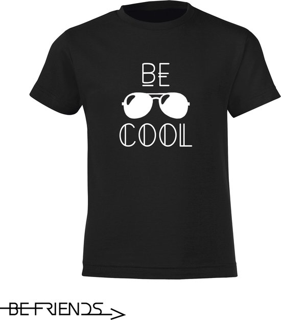 Be Friends T-Shirt - Be Cool - Kinderen - Zwart - Maat 2 jaar