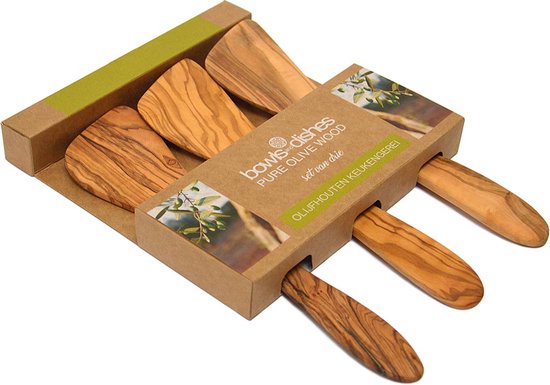 Bowls and Dishes Pure Olive Wood olijfhouten spatelset 3delig 25cm gebogen | cadeautip!